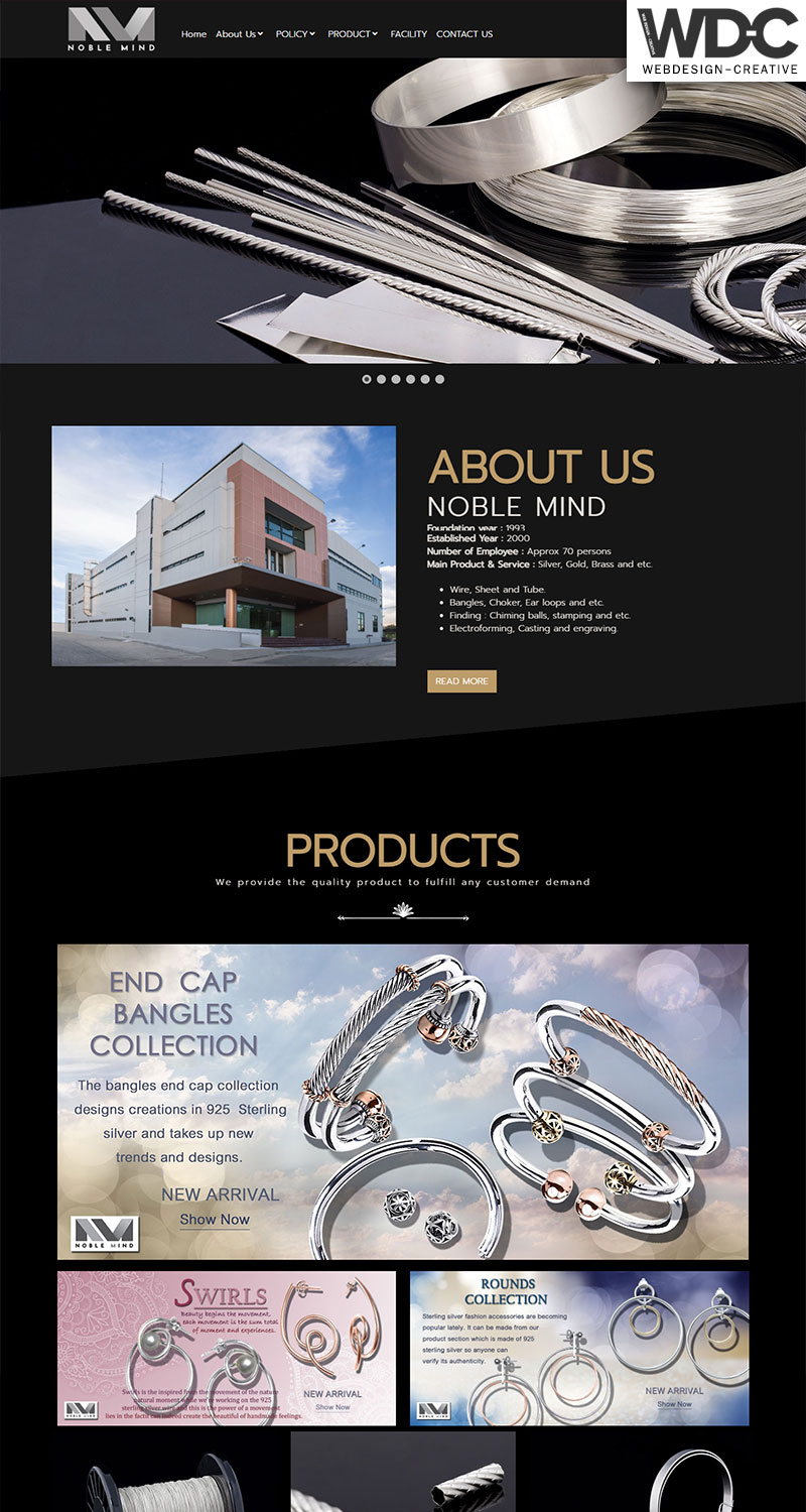 รับทำเว็บไซต์เครื่องประดับ Noblemindsilver